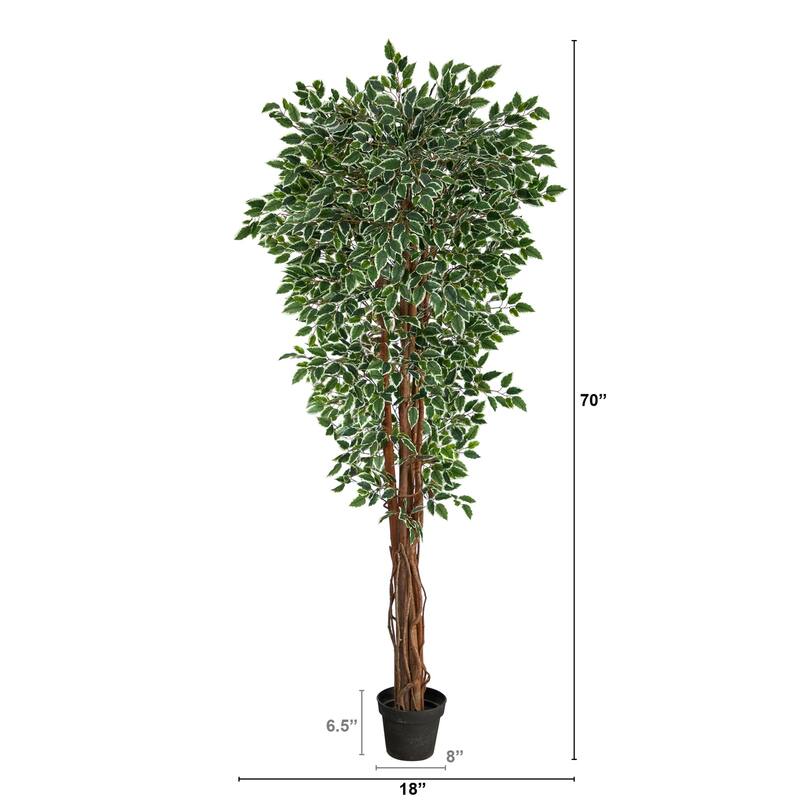 70In Artificial Tree Variegated Indoor Outdoor UV Resistant Decorative Tree - Green - 61 Inches and Over