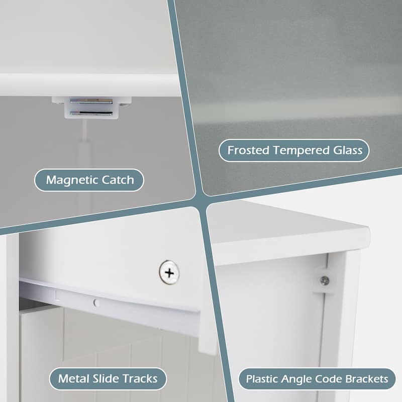 Gymax Bathroom Floor Storage Cabinet Freestanding Cupboard Pantry w/ 2