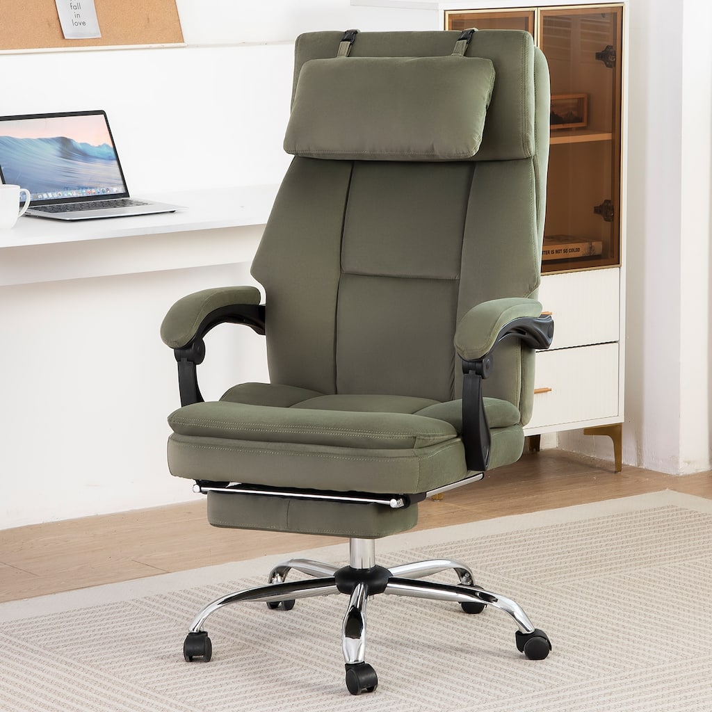Big Tall Executive Office Chair with Footrest Removable Headrest High Back Ergonomic Computer Desk Chair Frosted Velvet
