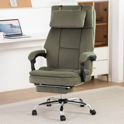 Big and Tall Ergonomic Executive Office Chair - High Back Work Chair with Footrest & Removable Headrest