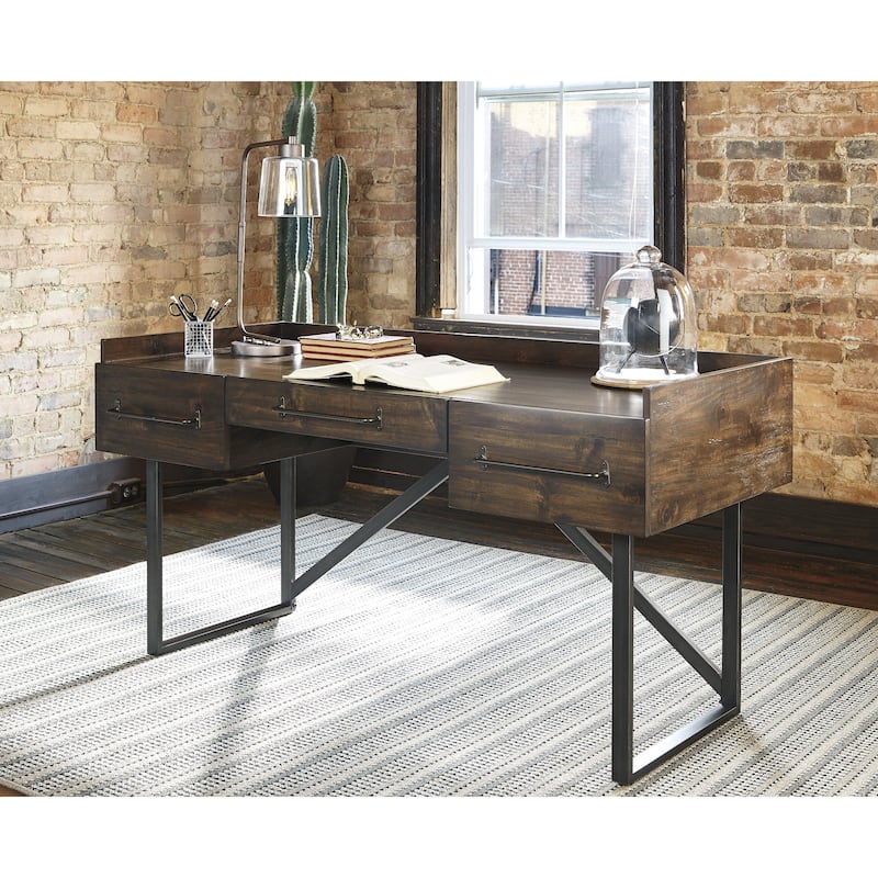 Signature Design by Ashley Starmore Brown/Black Home Office Desk with Chair