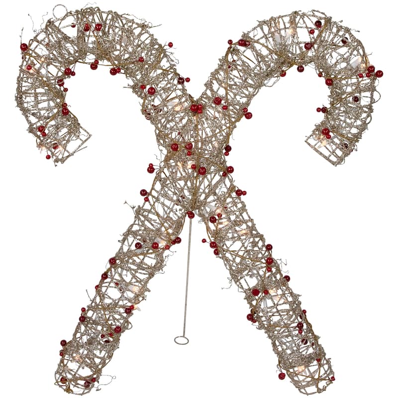 25 Champagne Gold Glittered Rattan Double Cy Cane or Window Decor