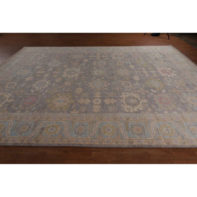 Oushak Turkish Large Area Rug Vegetable Dye Hand-Knotted Wool Carpet - 10'3"x 13'8"