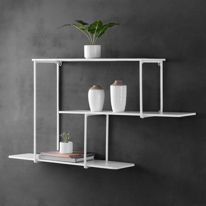 SAFAVIEH Misae Floating Display Wall Shelf - 45.25" W x 9.4" L x 24.75" H - 45Wx9Dx25H - White - 45Wx9Dx25H