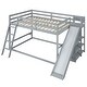 preview thumbnail 6 of 13, Modern Full over Full Wooden Bunk Bed Kids Bed with Ladder,Slide,Full-length Guardrail and Shelves