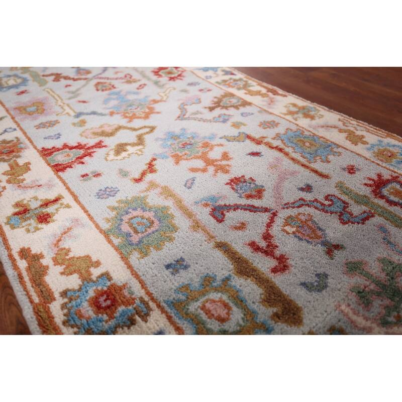 Light Blue Oushak Oriental Accent Rug Handmade Wool Carpet - 2'7"x 5'11"