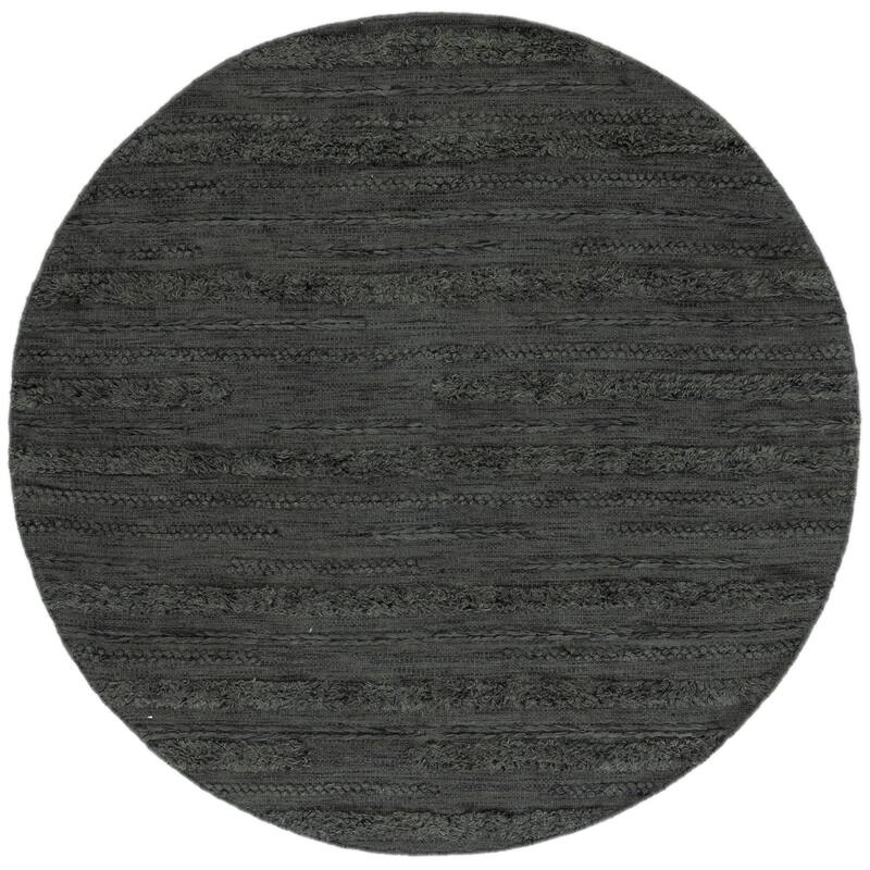 SAFAVIEH Handmade Vermont Kami Wool Rug - 6' Round - Charcoal/Ivory