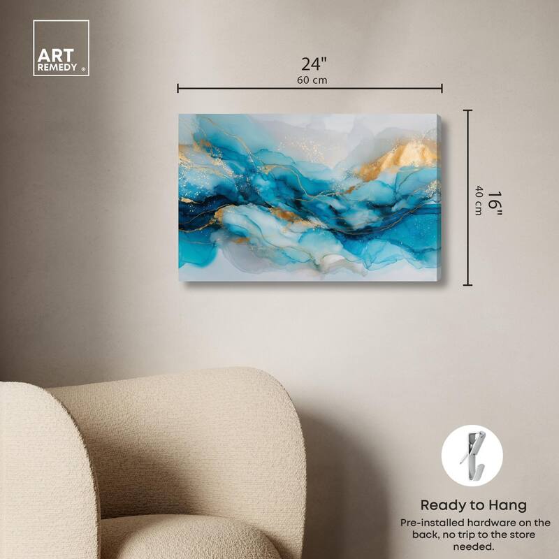 Ethereal Blue and Gold Canvas by Art Remedy, Gallery Wrapped