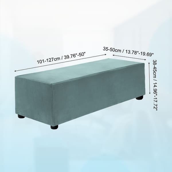 dimension image slide 12 of 52, Stretch Foot Stool Cover Rectangular Square Foot Stool Slipcover
