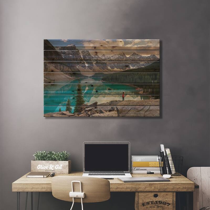 Moraine Lake Solitude Print On Wood by Adam Burton - Multi-Color