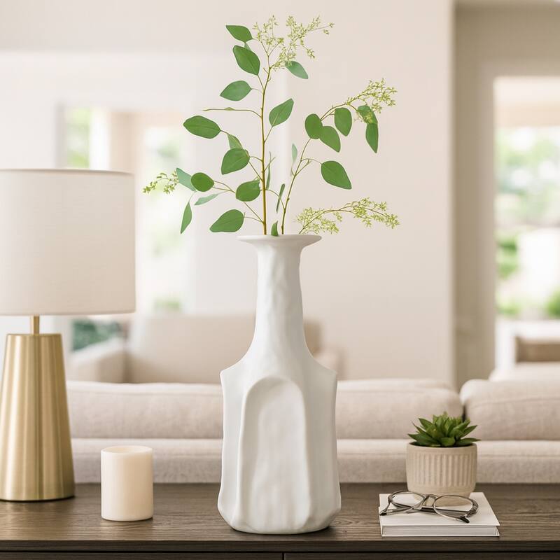 Stoneware Vase Sleek Modern Decorative for Fresh Flowers Accent