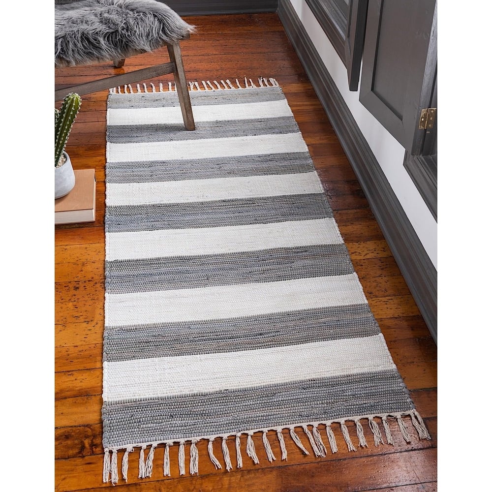 Solid/Striped Emaburn Collection Area Rug