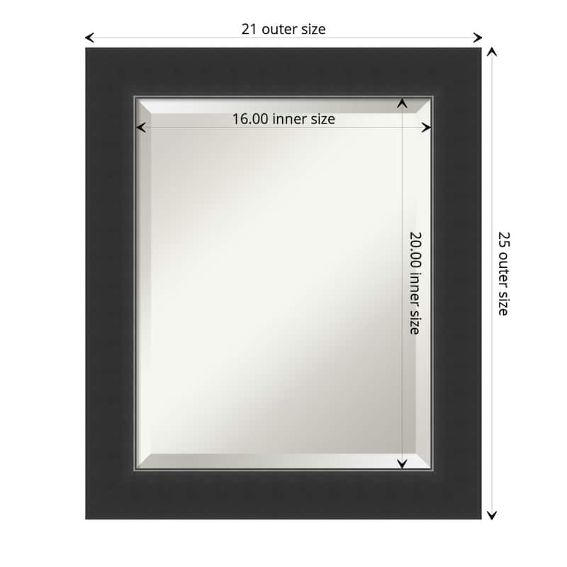 Beveled Wood Wall Mirror - Corvino Black Frame - Outer Size: 21 x 25 in