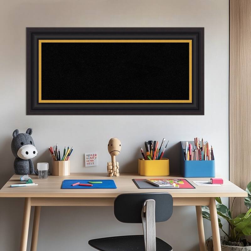 Sierra Black Brown Wood Framed Cork Board - Bulletin Board, Organization Board, Pin Board