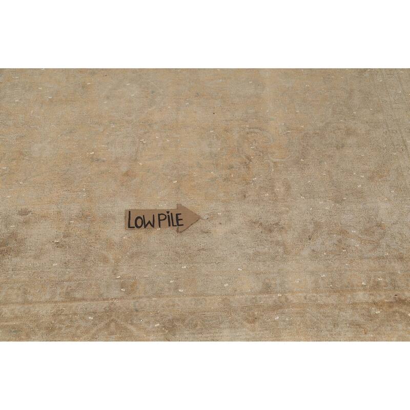 Hand Knotted Oriental 100% Wool Carpet Traditional Distressed Brown Mashad Area Rug - 13' 1'' X 9' 8''