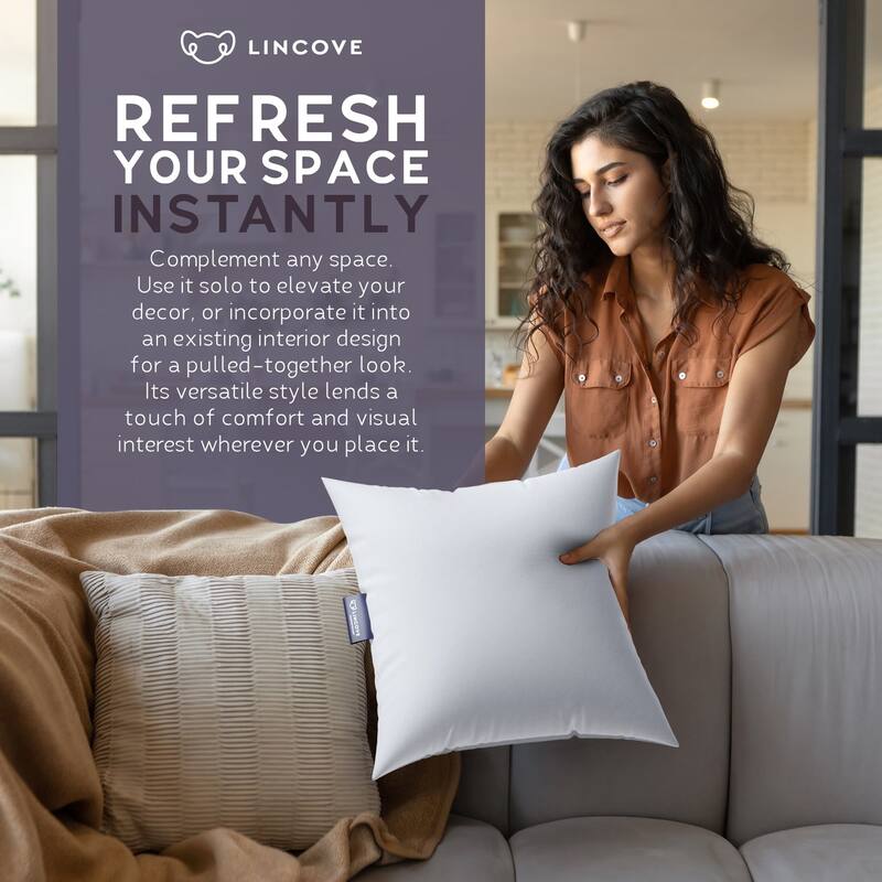 Lincove Luxury Throw Pillow Insert: Premium Comfort, 100% Cotton Shell, Down Alternative Filling - 1 Pack