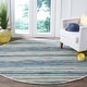 preview thumbnail 17 of 61, SAFAVIEH Handmade Rag Rug with Fringe Valborg Casual Stripe Cotton Rug with Fringe 4' Round - Ivory/Blue - Round