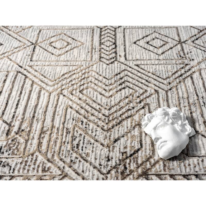 Obsession Collection Cream Abstract Area Rug