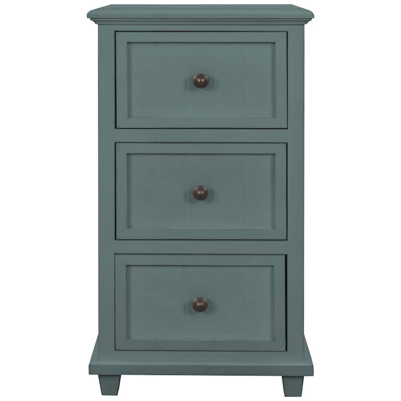 Aged Seafoam Three Drawer Side Table - Aged Seafoam Wash - MDF