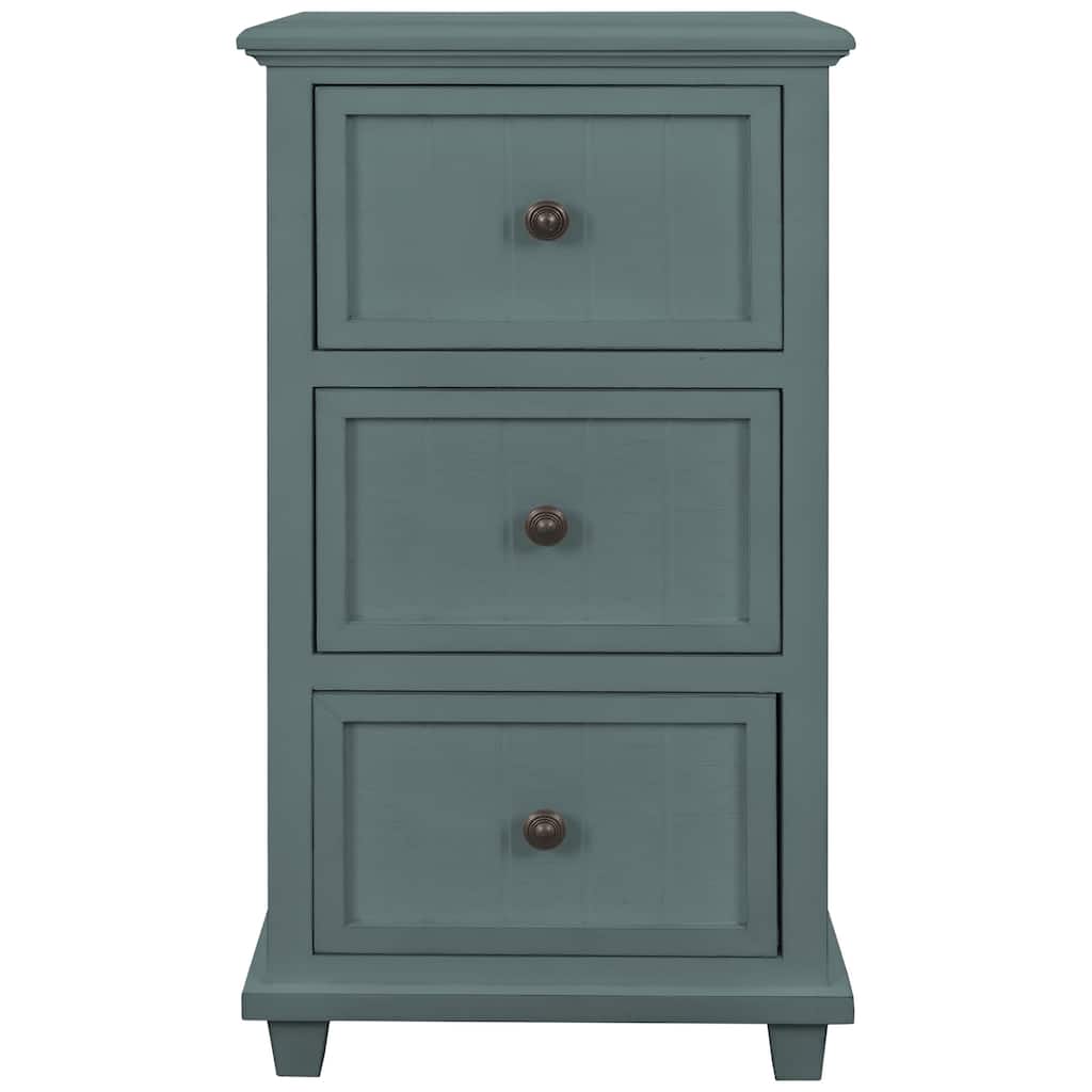 StyleCraft Three Drawer Side Table - Aged Seafoam