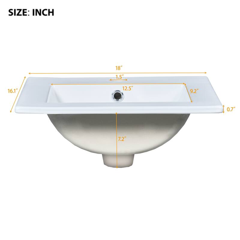 18" Freestanding Bathroom Vanity with White Integrated Ceramic Sink - 18'' x 16.1'' x 34''
