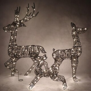 thumbnail image 2 of Joiedomi 3-Pack Christmas Deer Family - 185 LED Lighted Rattan Reindeers For Outdoor Yard Decor (Cool White) 2 of 6