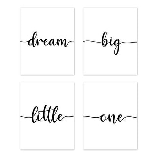 Inspirational Quote Wall Decor Art Prints (Set of 4) - Black and White Modern Contemporary Minimalist Typography Dream Big
