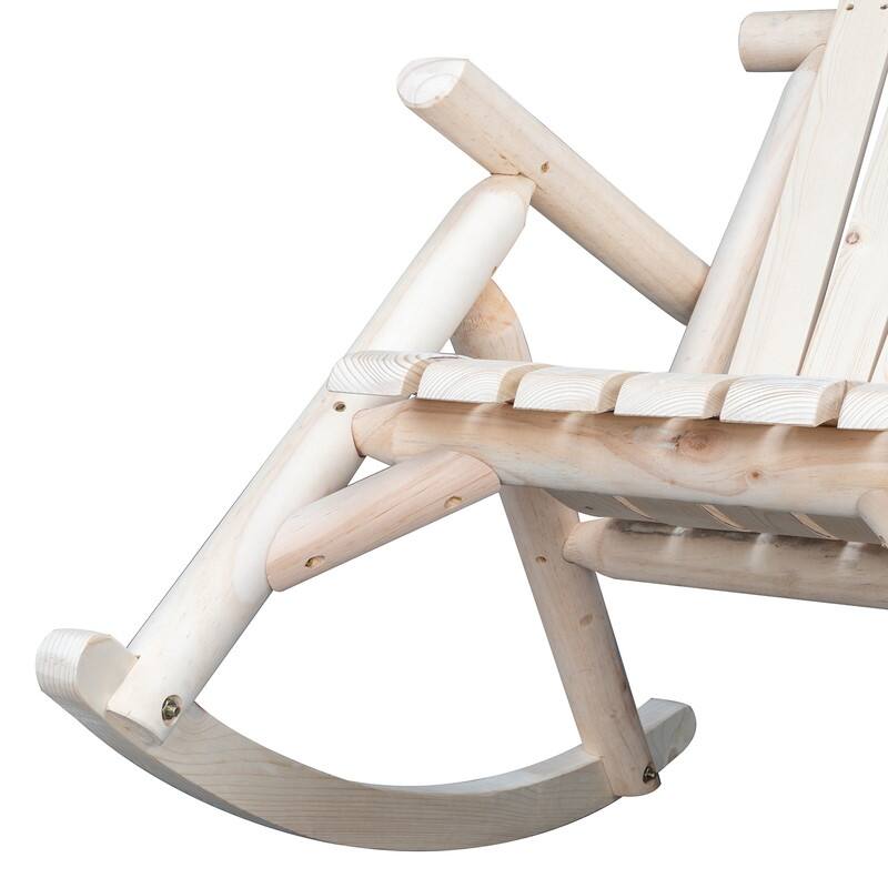 Karlhome Outdoor Fir Rocking Chair, Wood Rustic Adirondack Chair