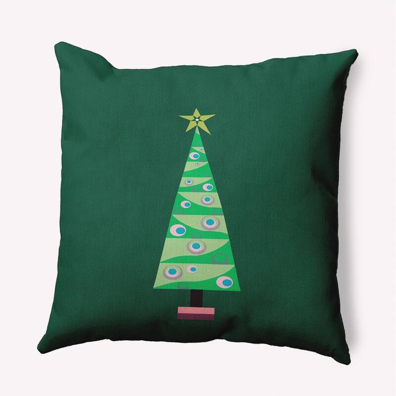 Cartoon Christmas Tree Accent Pillow - 20" x 20" - Forest Green