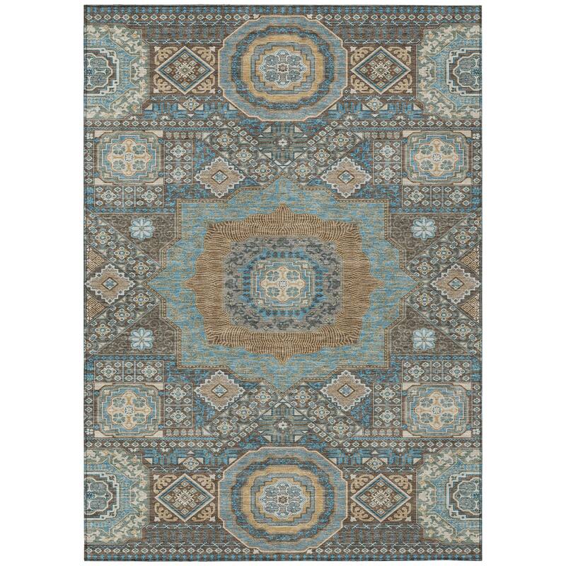 Machine Washable Indoor/ Outdoor Traditonal Isaiah Chantille Rug