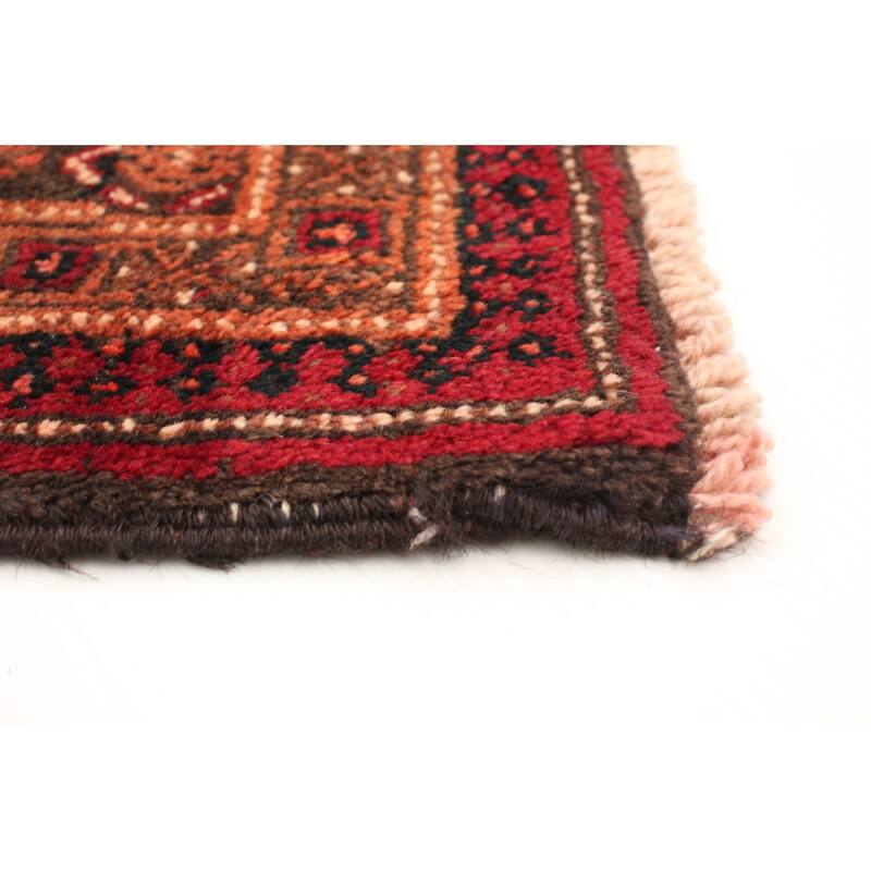 Hand-knotted Authentic Turkish Grey, Red Wool Rug - 4'2" x 9'8" Runner/4'2 x 9'8