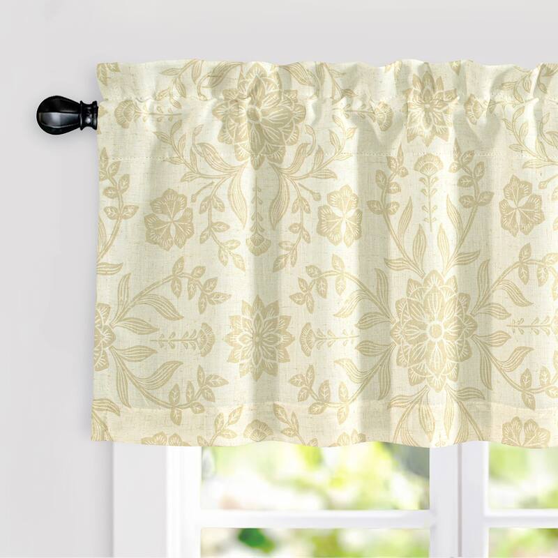 DriftAway Twyla Linen Blend Blackout Valance - 52" Width X 18" Length -  Ivory Beige