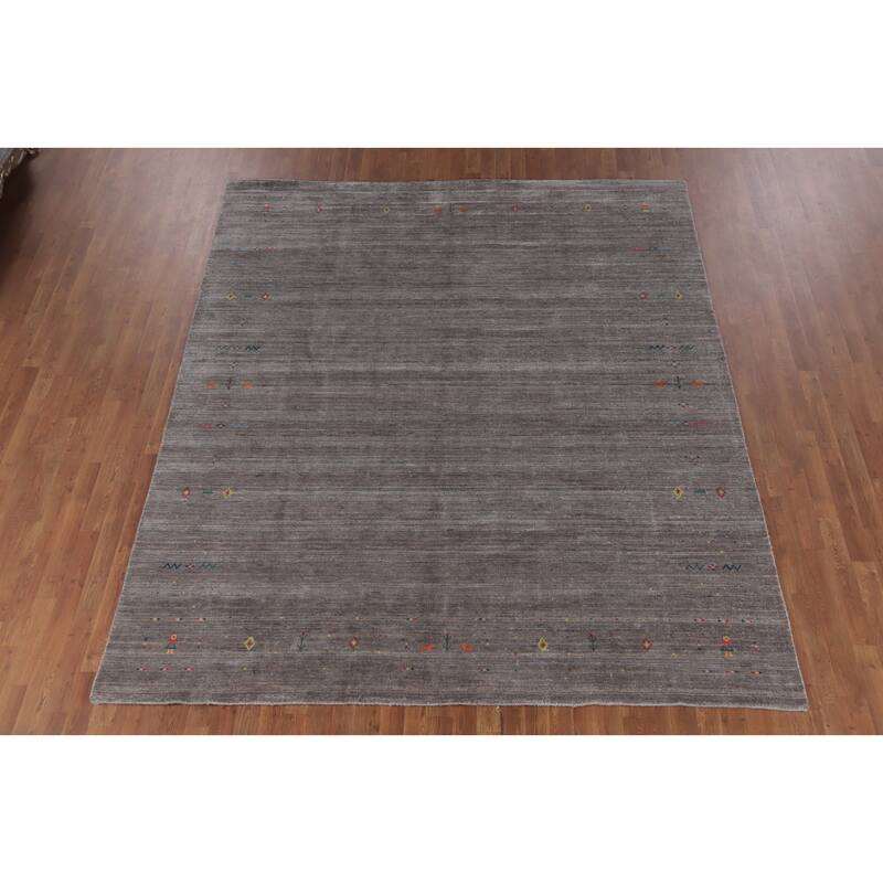 Hand Knotted Oriental 100% Wool Carpet Tribal Tribal Greys & Charcoal Gabbeh Area Rug - 9' 11'' X 8' 2''