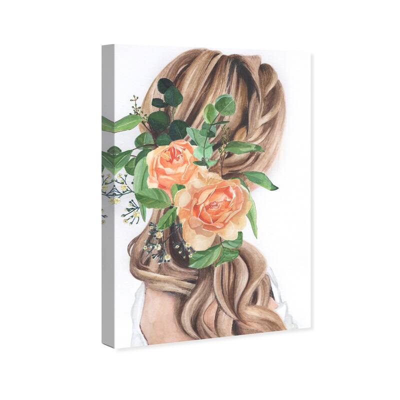 Wynwood Studio Fashion and Glam Her braids Orange and Pastel Orange Traditional Wall Art Canvas Print