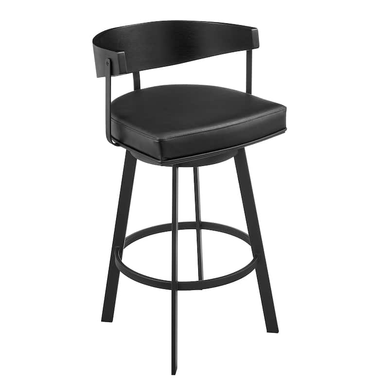 Lacey Mid-Century Swivel Bar Stool, Upholstered Counter Height Chair with Iron Frame