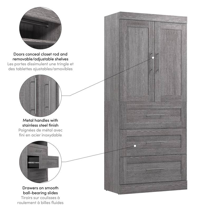 Pur 36W Wardrobe with Drawers by Bestar