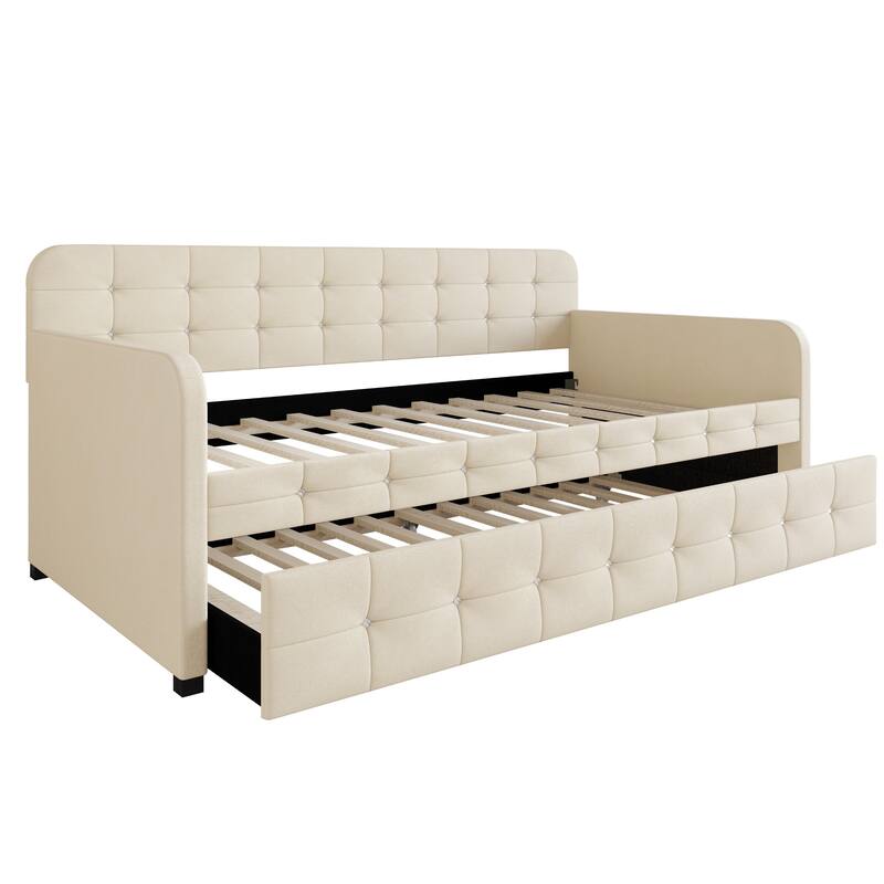Clayfell Elyria Diamond Button Tufted Velvet Upholstered Daybed