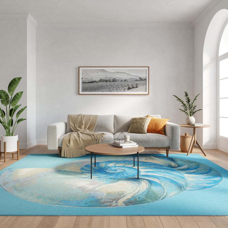 Nourison Color Splash Indoor/Outdoor Blue Graphic Area Rug
