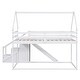 preview thumbnail 21 of 21, Wood Twin over Twin Bed House Roof Frame Loft Bunk Bed with Slide and Storage Staircase 2-in-1 Frame House-shaped Bed Frame