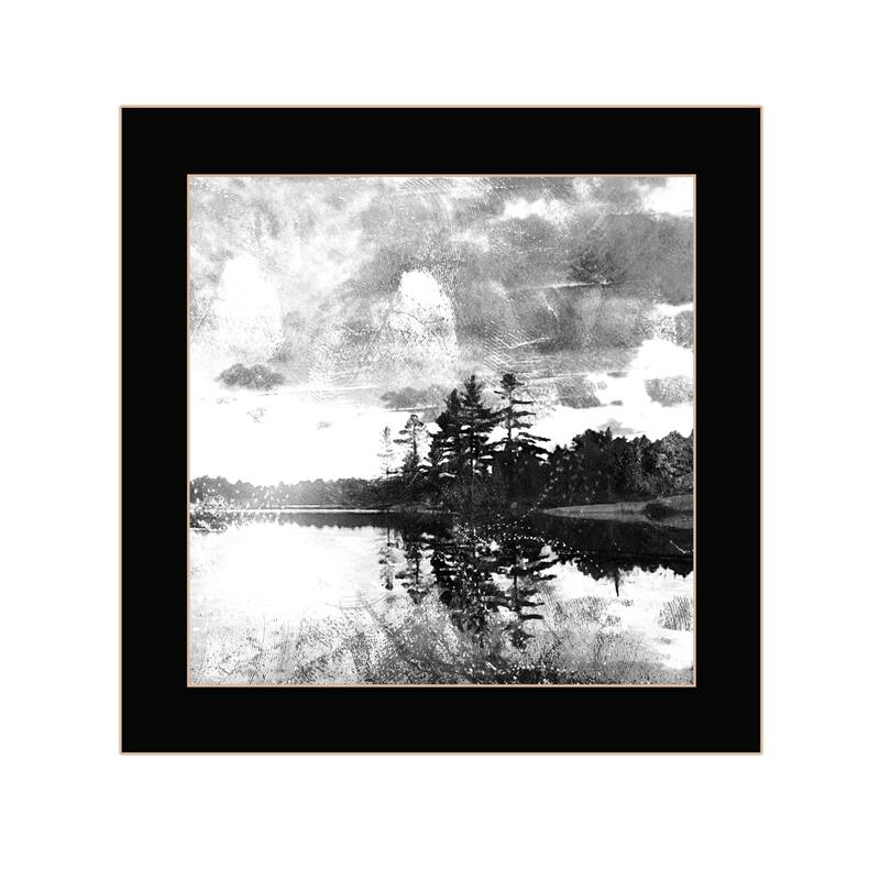 TrendyDecor4U "Lakeside Pines" Framed Print Wall Art - Black