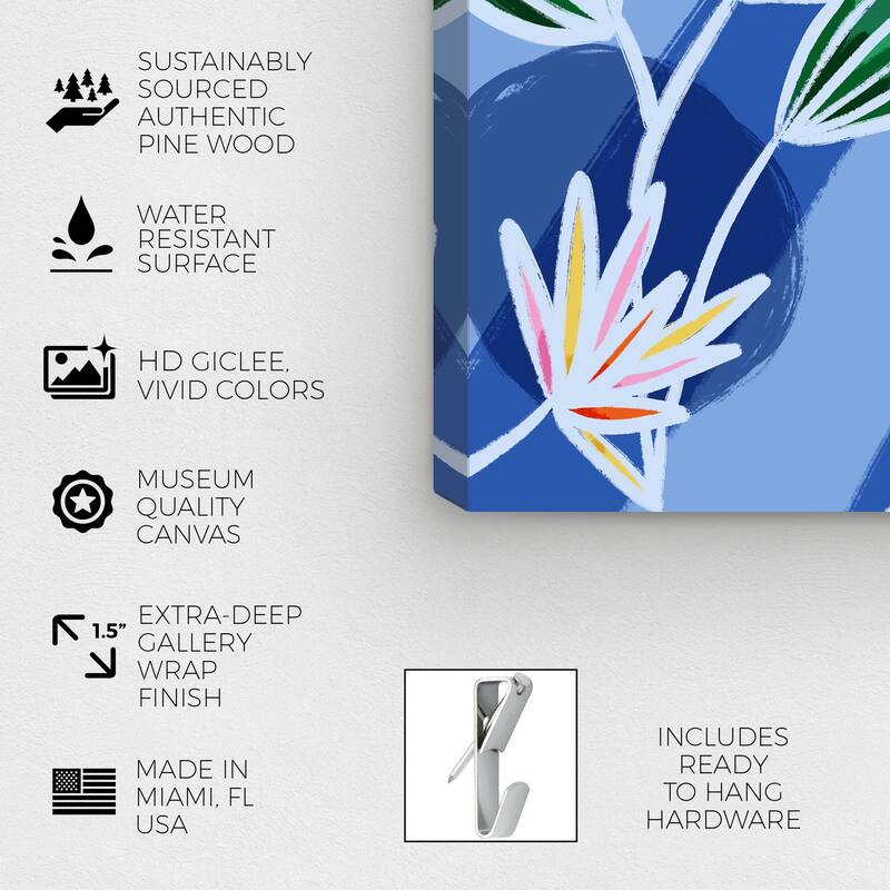 Wynwood Studio Canvas Floral and Botanical Water Flora Blue and Modern & Contemporary Wall Art Canvas Print