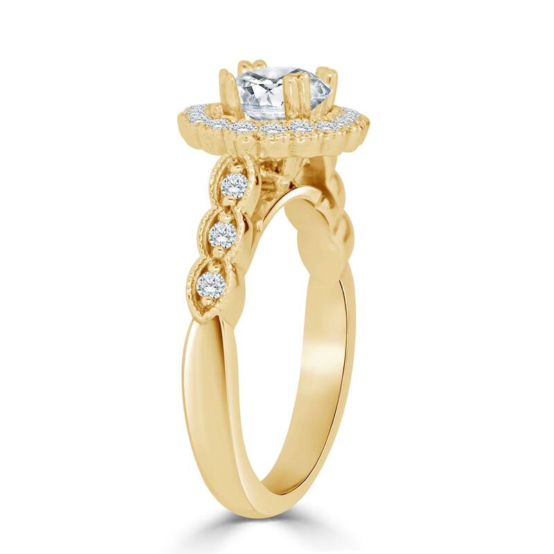 Auriya 14k Gold 1 1/2ctw Vintage Round Halo Diamond Engagement Ring (H-I, I1-I2)