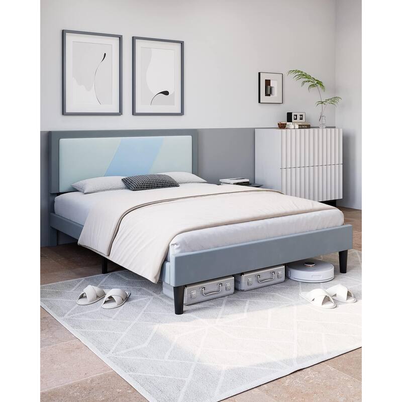 Bed Frame with Adjustable Height Headboard