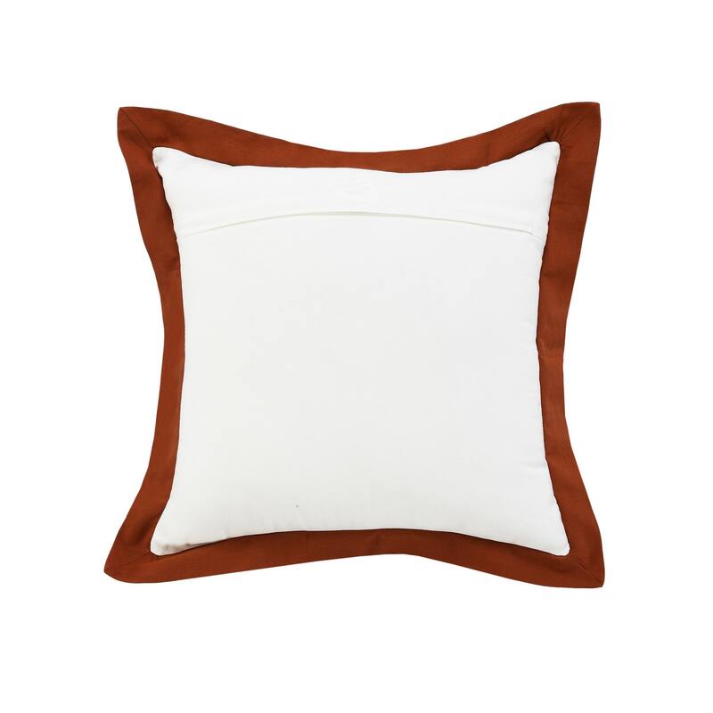 HomeRoots 20" X 20" White And Cinnamon 100% Cotton Geometric Zippered Pillow