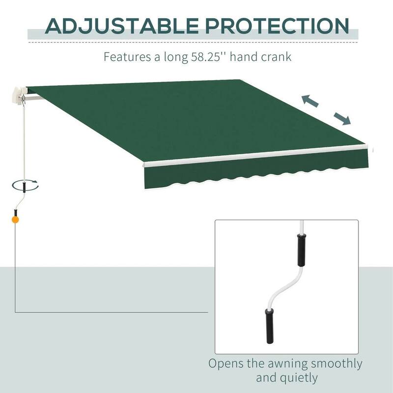 12' x 8' Patio Awning, Canopy Retractable Sun Shade Shelter