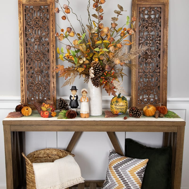 Autumn "Welcome Harvest" Pumpkin Thanksgiving Decoration - 7"