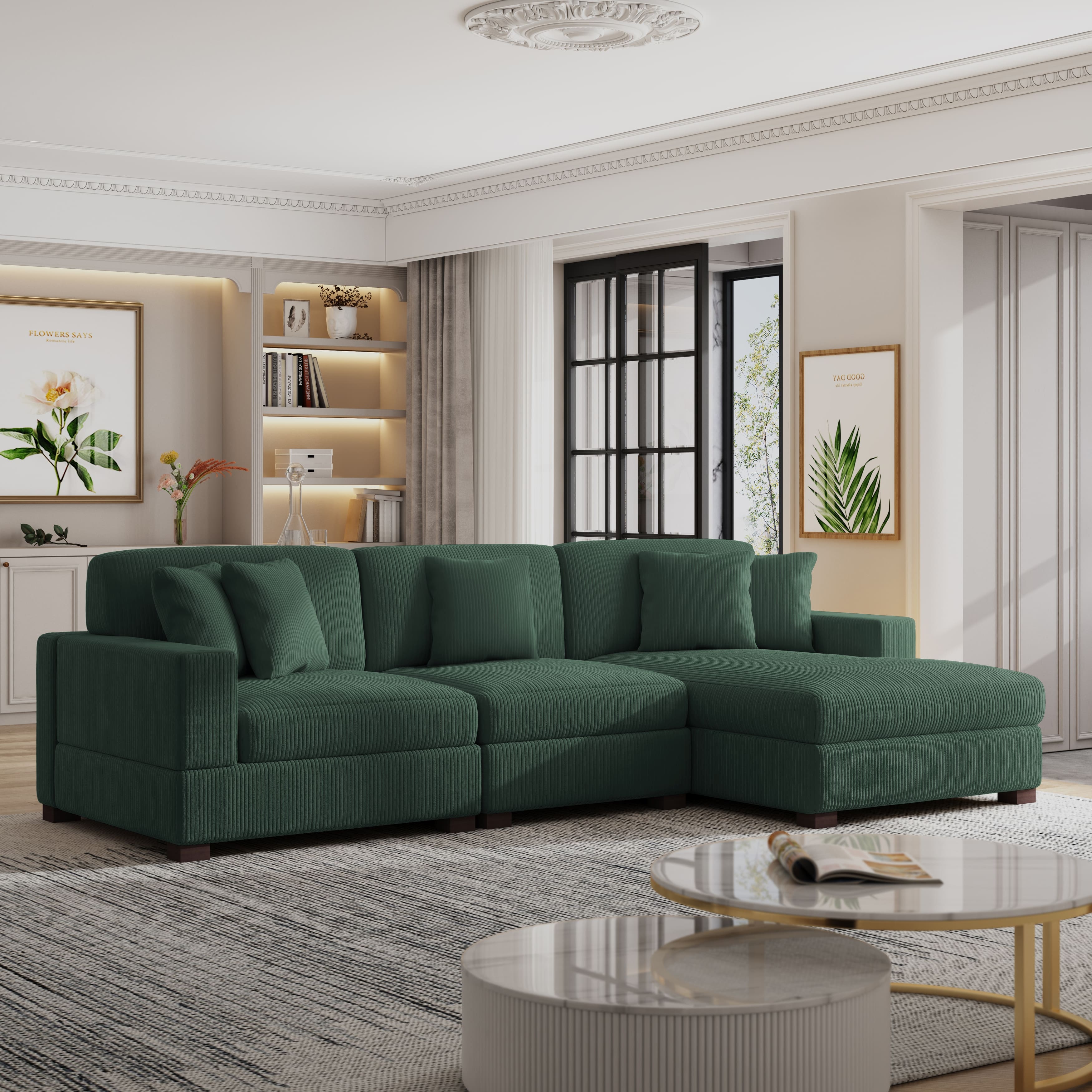 Option Hunter Green/Armchair&Chaise&Armless