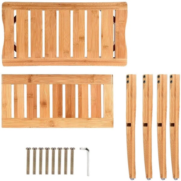 Toilettree products deluxe wooden bamboo shower seat bench with underneath storage shelf store