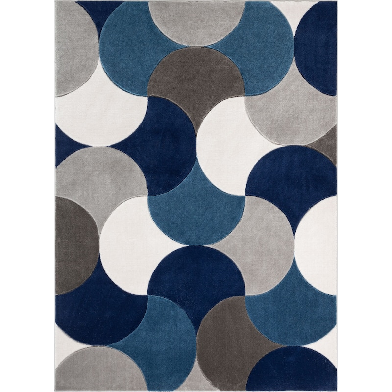 Well Woven Good Vibes Helena Modern Geometric Area Rug - 3' 11" x 5' 3" - Blue - Rectangle