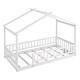 preview thumbnail 7 of 26, Twin Size House Bed Frame with Fence and Roof, Kids Playhouse Design
